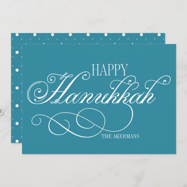 Script Happy Hanukkah Holiday Card Feiertagskarte (Vorne/Hinten)