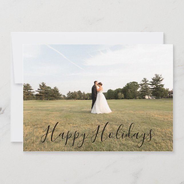 Script Happy Holidays Photo Card Feiertagskarte (Vorderseite)