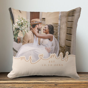 Script Heart Foto Wedding Pillow Kissen