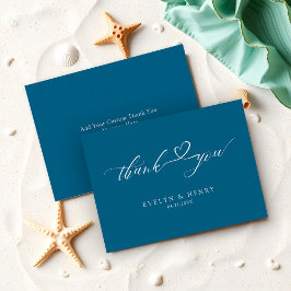 Script Heart Ocean Blue Wedding Budget Vielen Dank Mitteilungskarte