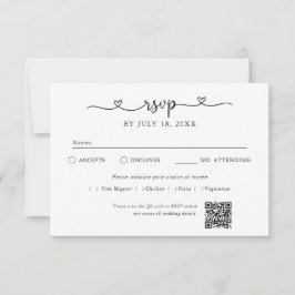 Script Heart QR Code Photo Off White RSVP Karte