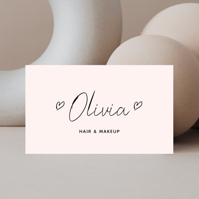 Script Hearts Minimalistischer QR-Code Pastellfarb Visitenkarte (Von Creator hochgeladen)