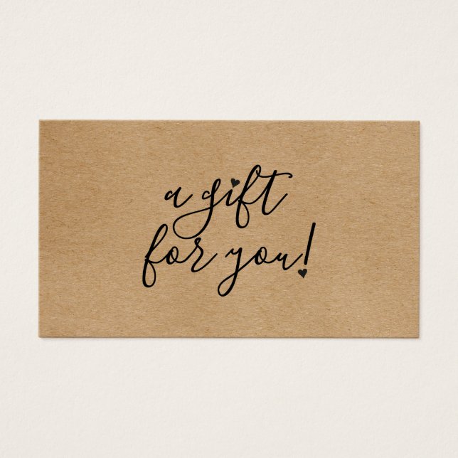 Script Hearts Rustic Kraft Gift Card (Vorderseite)