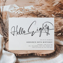 Script Hello Aachtty Minimalistisch 80. Geburtstag