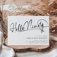 Script Hello Nneety Minimalistisch 90. Geburtstag