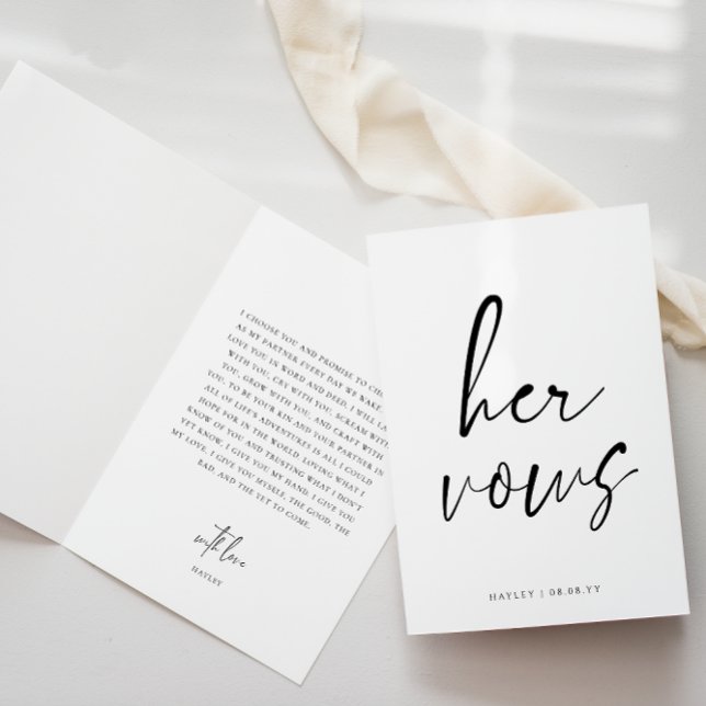 Script Ihre Vows Hochzeitskarte Karte (Modern Script Her Vows Book )