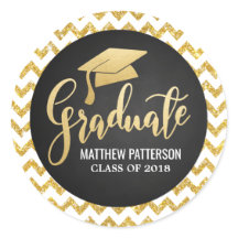 Script-Imitate Gold Foil Graduate Hat Glitzer Zick