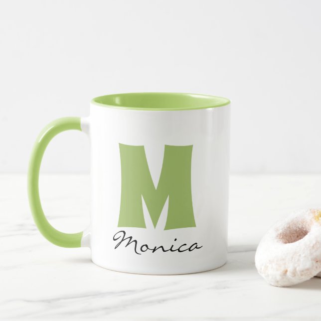 Script-Individuelle Name und Monogramm Tasse (Mit Donut)