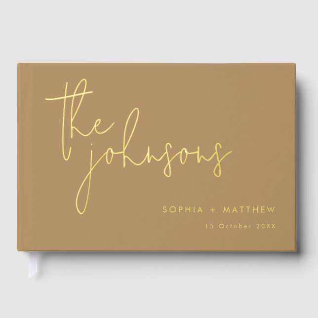 Script Individuellen Namens Wedding Foil Gästebuch (Vorderseite)