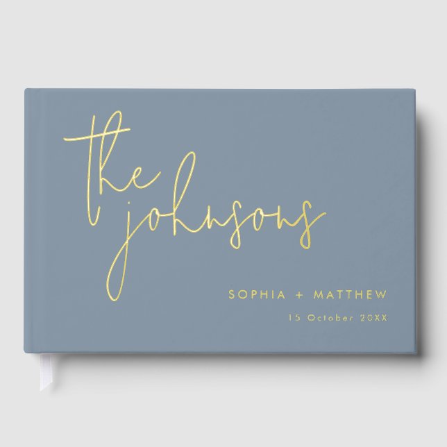 Script Individuellen Namens Wedding Foil Gästebuch (Vorderseite)
