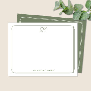 Script Initial Hübsch Family Stationery Green Mitteilungskarte
