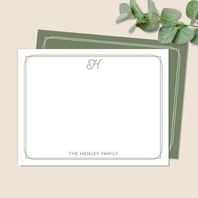Script Initial Hübsch Family Stationery Green Mitteilungskarte (Von Creator hochgeladen)