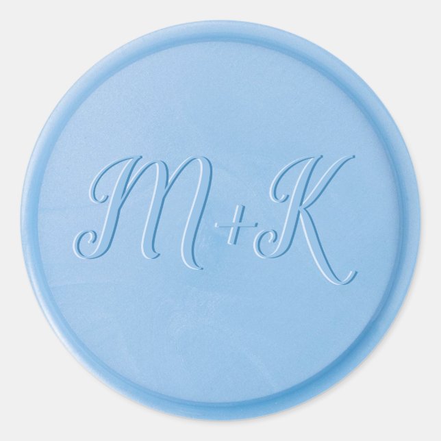 Script Initial Linen Blue Wax Siegel Sticker (Vorderseite)