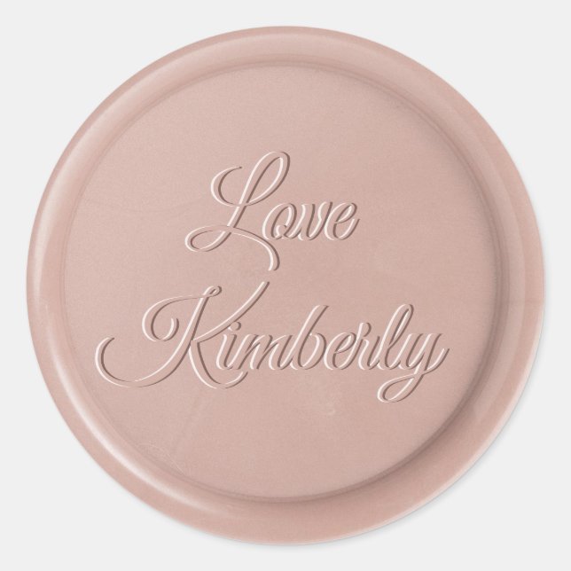 Script Initial Pink Latte Wax Siegel Sticker (Vorderseite)