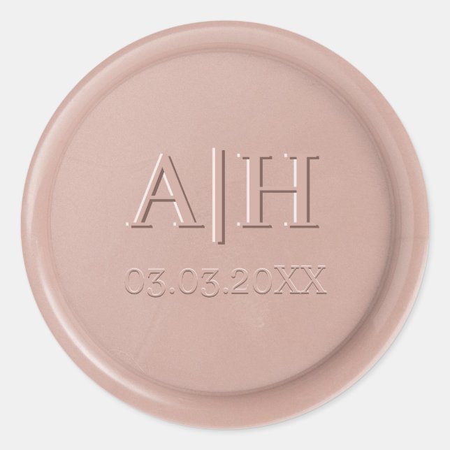 Script Initial Pink Latte Wax Siegel Sticker (Vorderseite)