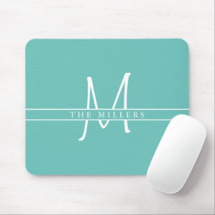 Script Initial Split Monogram, Personalisiert Aqua Mousepad