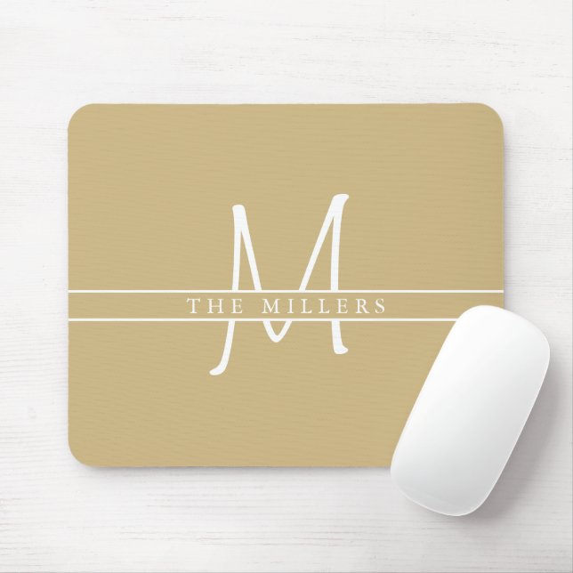 Script Initial Split Monogram, Personalisiert Gold Mousepad (Mit Mouse)
