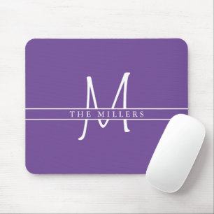 Script Initial Split Monogram, Personalisiert Lila Mousepad