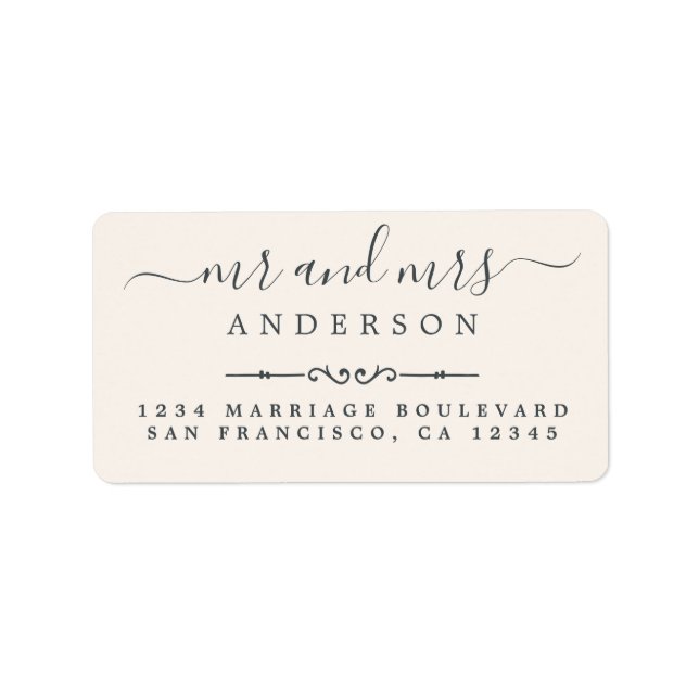 Script Ivory Wedding Rücksendeadresse Adressaufkleber (Vorne)