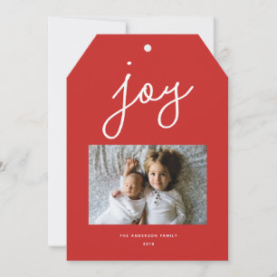 Script Joy Personalisierte rote Feiertags-Fotokart Feiertagskarte
