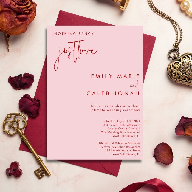 Script Just Liebe Pink intime Hochzeitskurort Einladung (Von Creator hochgeladen)