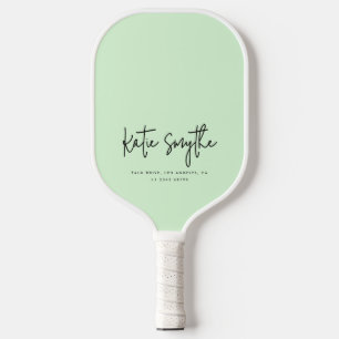Script-Kalligraphie Name Minimalistisch Chic Sage  Pickleball Schläger