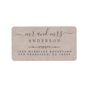 Script Kraft Paper Wedding Rücksendeadresse Adressaufkleber