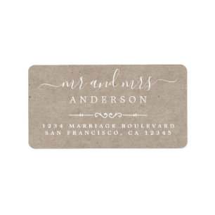 Script Kraft Paper Wedding Rücksendeadresse Adressaufkleber