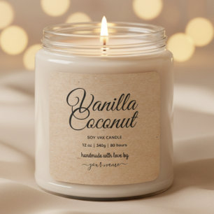 Script kraft Personalisiert Candle Label Quadratischer Aufkleber