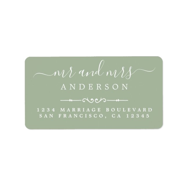 Script Laurel Green Wedding Rücksendeadresse Adressaufkleber (Vorne)