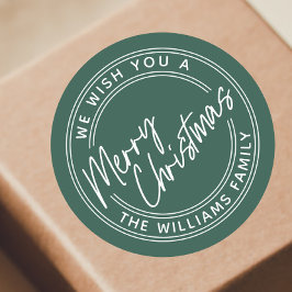 Script Lettering Frohe Weihnachten Runder Aufkleber