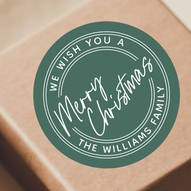 Script Lettering Frohe Weihnachten Runder Aufkleber (Von Creator hochgeladen)