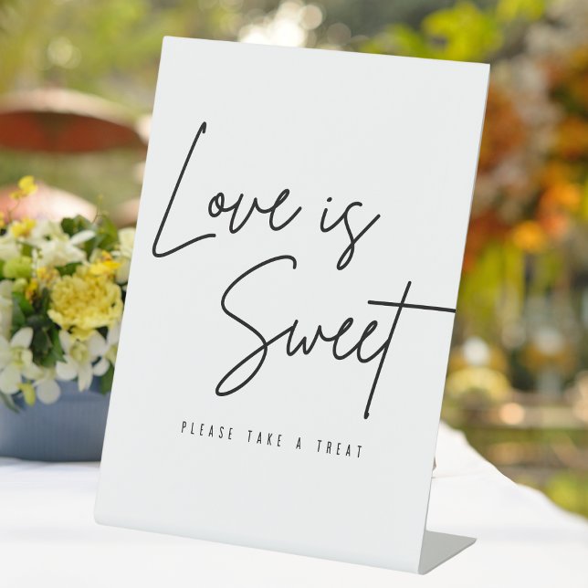 Script-Liebe ist süß Bitte nehmen Sie eine Leckere Sockelschild (Script Love Is Sweet Please Take A Treat Wedding Pedestal Sign
)