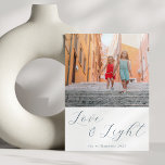 Script-Liebe Light Simple Hanukkah 2 Blue Foto<br><div class="desc">Script Liebe Light Simple Hanukkah 2 Blue Foto Holiday Card</div>