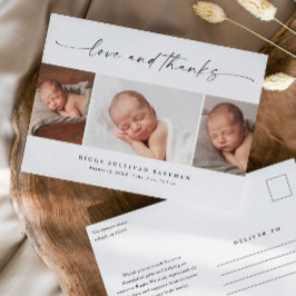 Script Love and Thanks Photo Baby Thank You  Postkarte