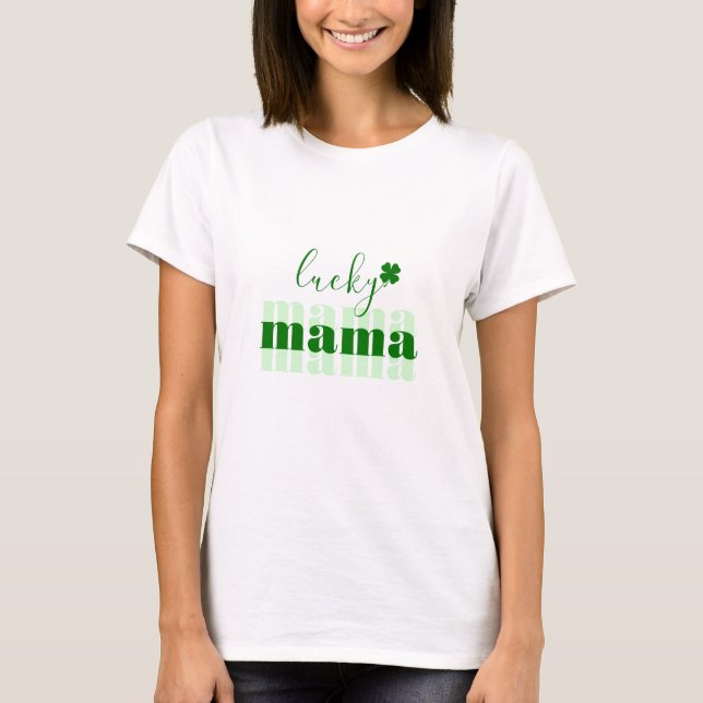 Script Lucky Mama Green St Patrick's Day T-Shirt (Vorderseite)