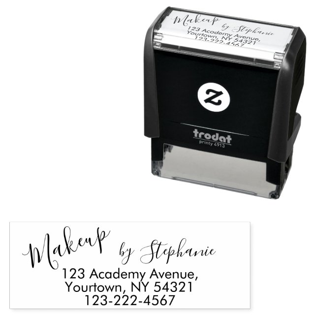 Script Makeup Studio Return Address Phone Permastempel (Beispiel)