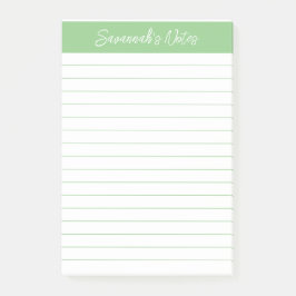 Script Medium Sage Green Lined Personalized Post-it Klebezettel