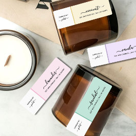 Script Medium Thin Pastel Candle Label Etiketten