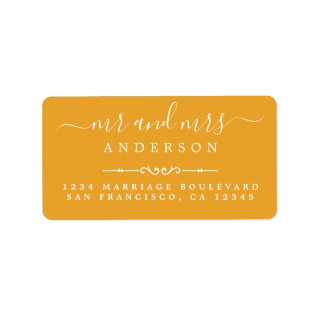 Script Mellow Yellow Wedding Rücksendeadresse Adressaufkleber (Vorne)