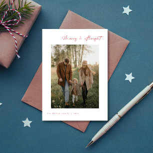 Script Merry & Bright Modernes Niedliches Foto Feiertagskarte
