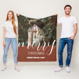 Script Merry Christmas Foto Name Personalisiert Fleecedecke