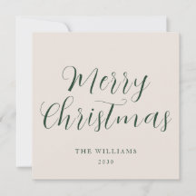 Script Merry Christmas Green Beige
