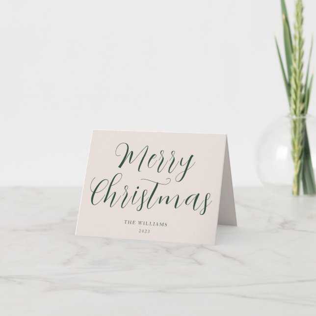 Script Merry Christmas Green Feiertagskarte (Vorderseite)