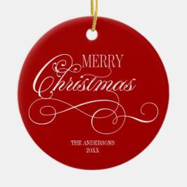 Script Merry Christmas Holiday Keramik Ornament