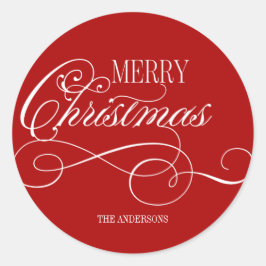 Script Merry Christmas Holiday Runder Aufkleber