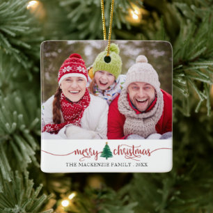 Script Merry Christmas Tree Red Green 2 Foto Keramikornament