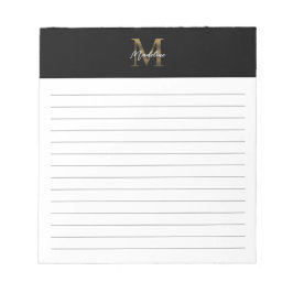 Script-Metallic-Schwarz-Gold-Monogramm Notizblock