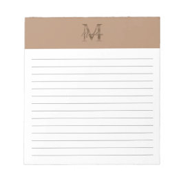 Script Metallic Taupe Gold Monogram Lined Notizblock