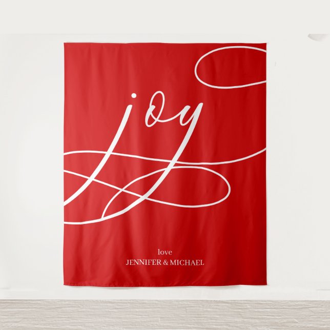 Script Minimal Joy Weihnachtshintergrund Wandteppich (Vorderseite)